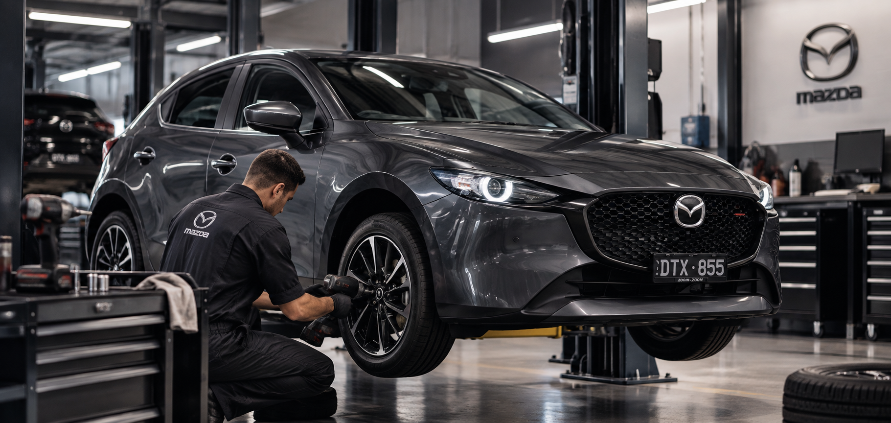Mazda vehicle parked in Melbourne ready for routine maintenance and servicing